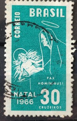 C 561 Selo de Natal Maria e Jesus Religiao 1966 Circulado 4