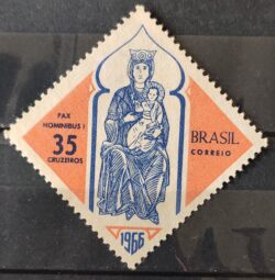 C 562 Selo de Natal Maria e Jesus Religiao 1966 2