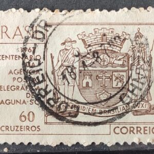 C 563 Selo Centenario da Agencia Postal Telegrafica de Laguna Brasao Servico Postal  1967 Circulado 2