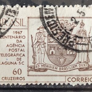 C 563 Selo Centenario da Agencia Postal Telegrafica de Laguna Brasao Servico Postal  1967 Circulado 3