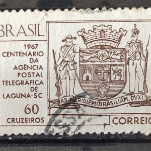 C 563 Selo Centenario da Agencia Postal Telegrafica de Laguna Brasao Servico Postal  1967 Circulado 4