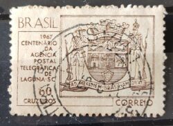 C 563 Selo Centenario da Agencia Postal Telegrafica de Laguna Brasao Servico Postal  1967 Circulado 5