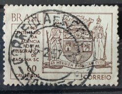 C 563 Selo Centenario da Agencia Postal Telegrafica de Laguna Brasao Servico Postal  1967 Circulado 8