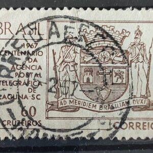 C 563 Selo Centenario da Agencia Postal Telegrafica de Laguna Brasao Servico Postal  1967 Circulado 8