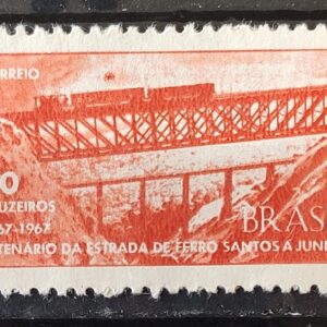 C 564 Selo Centenario Estrada de Ferro Santos Jundiai Trem Ferrovia 1967 1