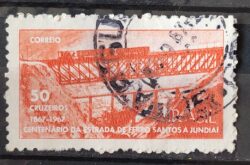 C 564 Selo Centenario Estrada de Ferro Santos Jundiai Trem Ferrovia 1967 Circulado 1
