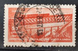 C 564 Selo Centenario Estrada de Ferro Santos Jundiai Trem Ferrovia 1967 Circulado 4