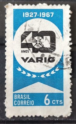 C 567 Selo Aniversario da Varig Aviacao Aviao 1967 Circulado 1