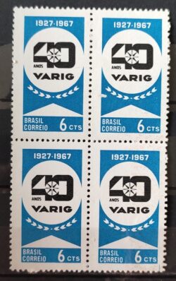 C 567 Selo Aniversario da Varig Aviacao Aviao 1967 Quadra