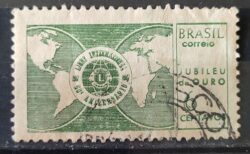 C 568 Selo Jubileu de Ouro do Lions Club Internacional Mapa 1967 Circulado 3