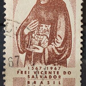 C 572 Selo 4 Centenario  do Historiador Frei Vicente do Salvador Religiao 1967 Circulado 1