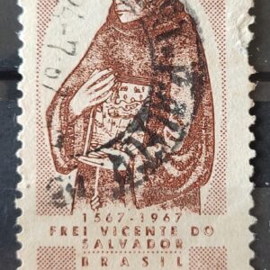 C 572 Selo 4 Centenario  do Historiador Frei Vicente do Salvador Religiao 1967 Circulado 5
