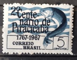 C 575 Selo Centenario de Piracicaba Peixe 1967 1
