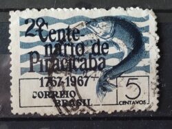 C 575 Selo Centenario de Piracicaba Peixe 1967 Circulado 2