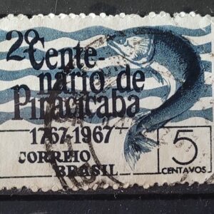 C 575 Selo Centenario de Piracicaba Peixe 1967 Circulado 2