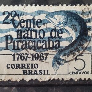 C 575 Selo Centenario de Piracicaba Peixe 1967 Circulado 3
