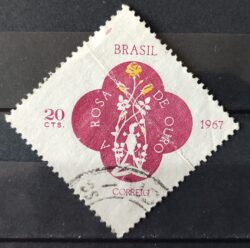 C 576 Selo Outorga da Rosa de Ouro a Basilica de N S Aparecida 1967 Circulado 1