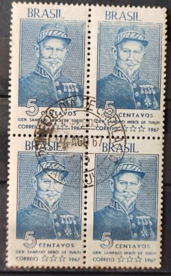 C 577 Selo General Antonio de Sampaio Heroi Tuiuti Militar 1967 Quadra Circulado 1