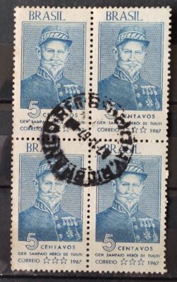 C 577 Selo General Antonio de Sampaio Heroi Tuiuti Militar 1967 Quadra Circulado 2