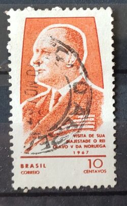 C 578 Selo Rei da Noruega Olavo V Monarquia 1967 Circulado 1