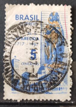 C 581 Selo Aniversario do Descobrimento da Imagem de N S Aparecida Religao 1967 Circulado 2
