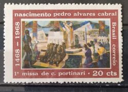 C 596 Selo 5 Centenario Pedro Alvares Cabral Missa Portinari Arte 1968