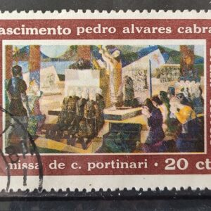 C 596 Selo 5 Centenario Pedro Alvares Cabral Missa Portinari Arte 1968 Circulado 2