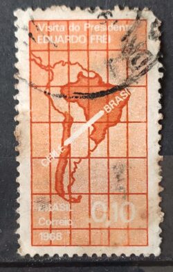 C 605 Selo Presidente do Chile Eduardo Frei Mapa 1968 Circulado 1