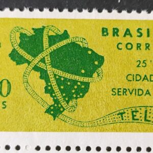 C 607 Selo Cidade Servida Por Telex Curitiba Mapa Servico Postal 1968