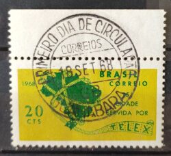 C 607 Selo Cidade Servida Por Telex Curitiba Mapa Servico Postal 1968 CPD Guanabara