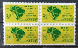 C 607 Selo Cidade Servida Por Telex Curitiba Mapa Servico Postal 1968 Quadra