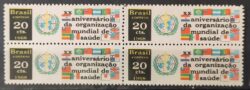 C 615 Selo Aniversario da Organizacao Mundial de Saude Bandeira Mapa 1968 Quadra