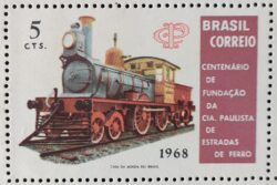 C 622 Selo Centenario Companhia Paulista de Estradas de Ferro Ferrovia Trem 1968