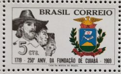 C 632 Selo Aniversario de Cuiaba Mato Grosso Brasao 1969