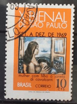 C 638 Selo Bienal de Sao Paulo Arte Di Cavalcanti 1969 Circulado 1