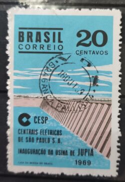 C 646 Selo Inauguracao da Usina Hidreletrica de Jupia Energia Rio Parana 1969 Circulado 11