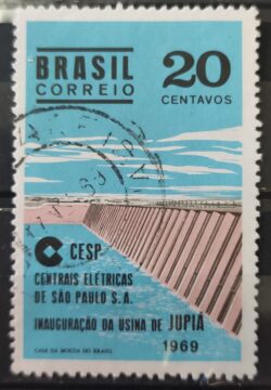 C 646 Selo Inauguracao da Usina Hidreletrica de Jupia Energia Rio Parana 1969 Circulado 2