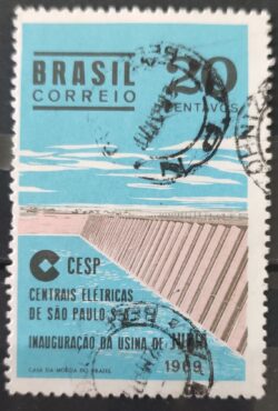 C 646 Selo Inauguracao da Usina Hidreletrica de Jupia Energia Rio Parana 1969 Circulado 4
