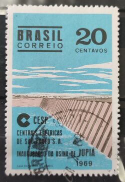 C 646 Selo Inauguracao da Usina Hidreletrica de Jupia Energia Rio Parana 1969 Circulado 7