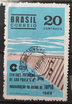 C 646 Selo Inauguracao da Usina Hidreletrica de Jupia Energia Rio Parana 1969 Circulado 9