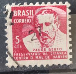 C 657 Selo Campanha Contra o Mal de Hansen Hanseniase Padre Bento Religiao Saude H14 1969 Circulado 1