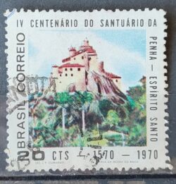C 668 Selo 4 Centenario Santuario N S da Penha Cidade Vilha Velha Espirito Santo Igreja Religiao 1970 Circulado