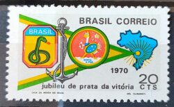 C 684 Selo Jubileu Vitoria dos Aliados Militar Mapa Brasao Cobra 1970