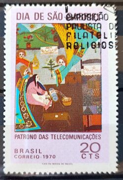 C 685 Selo Dia de Sao Gabriel Comunicacao Religiao Arte 1970 Circulado