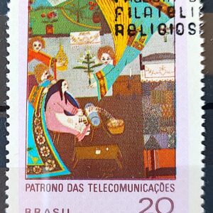 C 685 Selo Dia de Sao Gabriel Comunicacao Religiao Arte 1970 Circulado