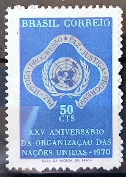 C 687 Selo Jubileu da Onu Mapa Direito Justica 1970