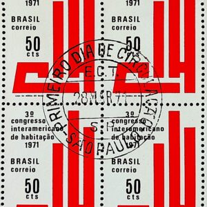 C 693 Selo Congresso Internacional de Habitacao Rio de Janeiro 1971 Quadra CPD SP 2