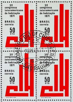 C 693 Selo Congresso Internacional de Habitacao Rio de Janeiro 1971 Quadra CPD SP 3