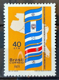C 706 Selo 150 Anos Republicas Centro Americanas Bandeira Mapa 1971 2