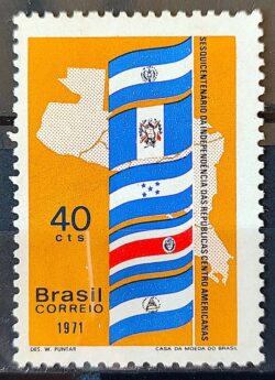 C 706 Selo 150 Anos Republicas Centro Americanas Bandeira Mapa 1971 MH